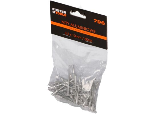 Nity aluminiowe 3,2 x 10 mm 50 sztuk FASTER TOOLS