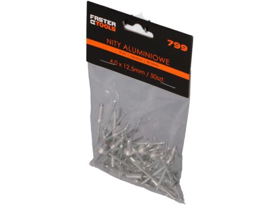 Nity aluminiowe 4,0 x 12,5 mm 50 sztuk FASTER TOOLS
