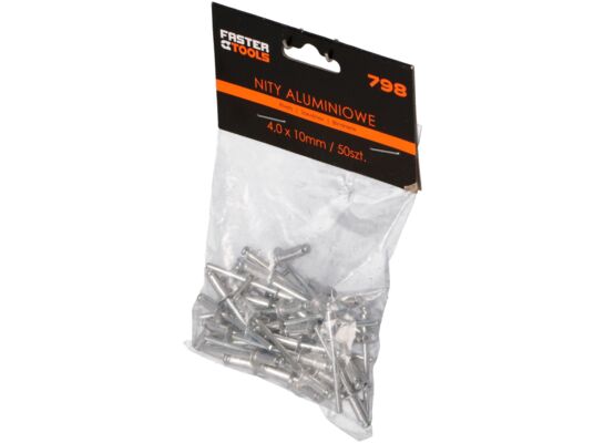 Nity aluminiowe 4,0 x 10 mm 50 sztuk FASTER TOOLS