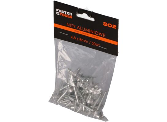 Nity aluminiowe 4,8 x 8 mm 50 sztuk FASTER TOOLS