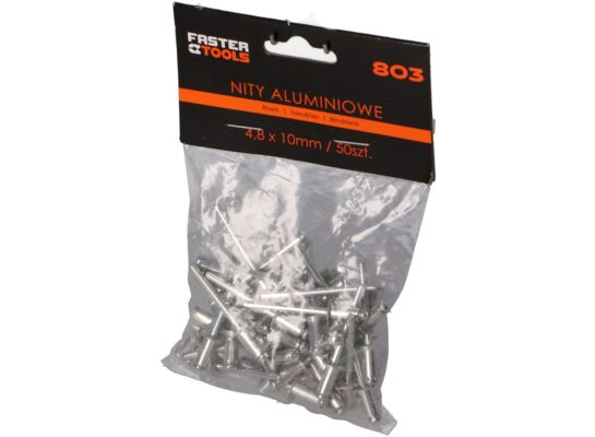 Nity aluminiowe 4,8 x 10 mm 50 sztuk FASTER TOOLS