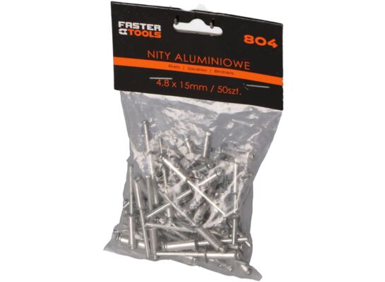 Nity aluminiowe 4,8 x 15 mm 50 sztuk FASTER TOOLS