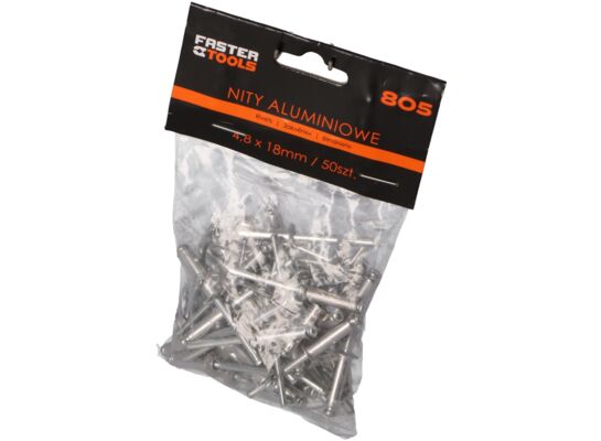 Nity aluminiowe 4,8 x 18 mm 50 sztuk FASTER TOOLS