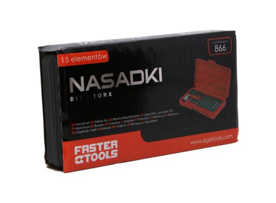 Zestaw nasadek trzpień bit-TORX 30/75 mm 15 części FASTER TOOLS