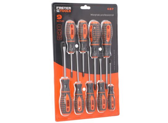 Zestaw wkrętaków PROFESSIONAL 9cz. FASTER TOOLS
