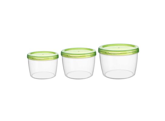 Komplet pojemników okrągłych zakręcanych ROLLY 3 sztuki (600+880+1180 ml)