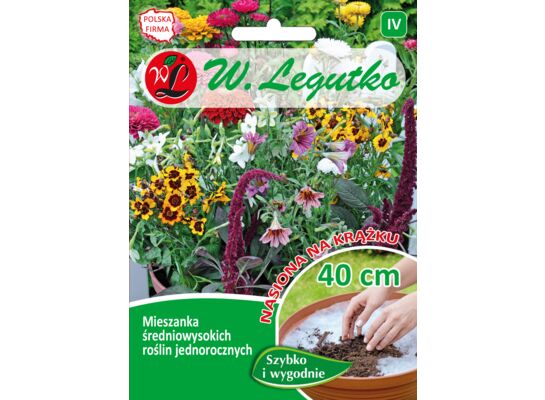 Mieszanka średniowysokich roślin jednorocznych na krążku 60 cm W.Legutko