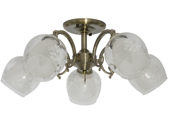 Lampa sufitowa 9150/5 21QG mosiądz Elem