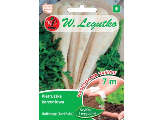 Nasiona na taśmie pietruszka korzeniowa Halblange (Berlińska) 8 g gc. III W.Legutko