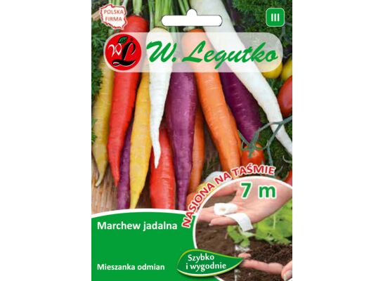 Nasiona marchwi jadalnej na taśmie - mieszanka odmian kolorowych 9 g gc. III W.Legutko