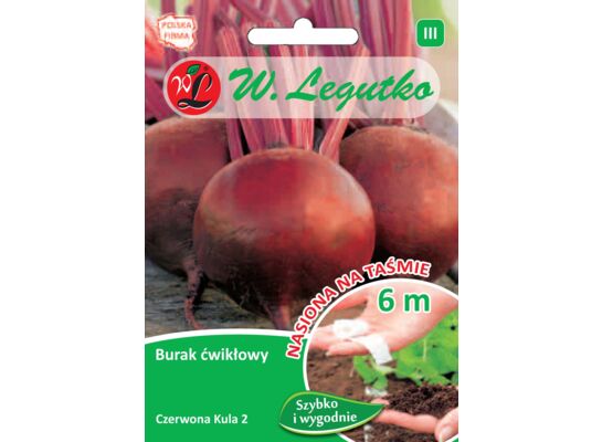 Nasiona na taśmie burak ćwikłowy Czerwona Kula 2 okrągły 9 g gc. III W.Legutko