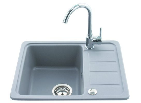 Zlewozmywak 1-komorowy LEMON 57 x 45 grafitowy z baterią