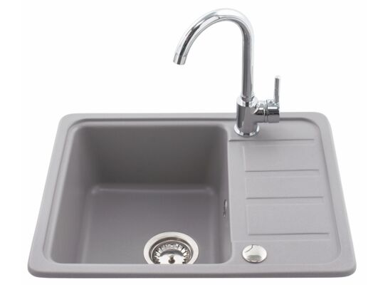 Zlewozmywak 1-komorowy LEMON 57 x 45 grafitowy z baterią