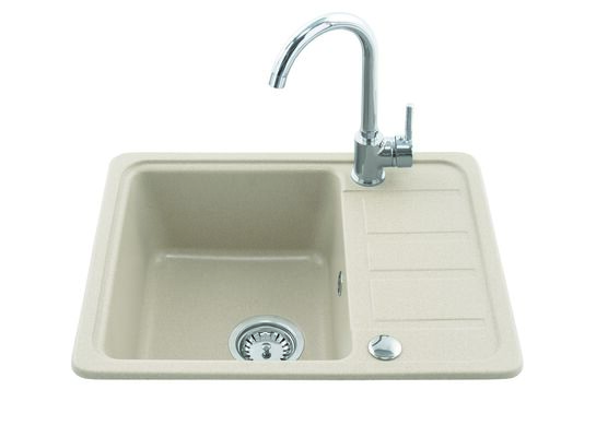 Zlewozmywak 1-komorowy LEMON 57 x 45 piaskowy z baterią