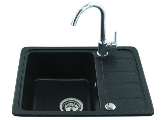 Zlewozmywak 1-komorowy LEMON 57 x 45 dior gray z baterią