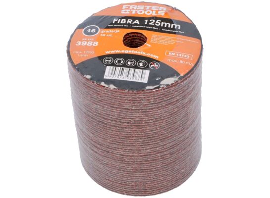 Krążki fibrowe 125 mm 16 g – 50 szt. FASTER TOOLS
