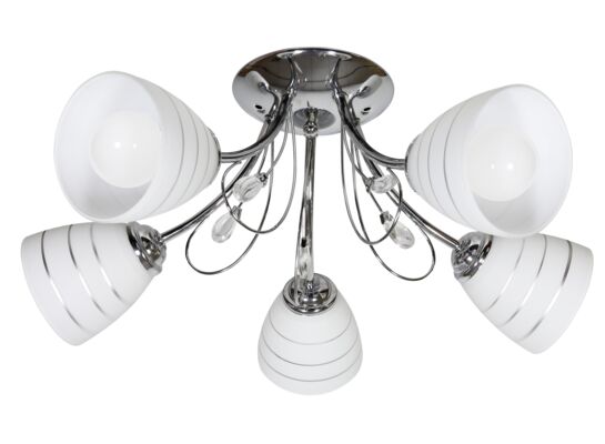 Lampa wisząca SIMPLI 5x40W E27 chrom z kryształkiem + klosz z paskiem CANDELLUX