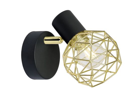 Kinkiet ACROBAT 1x40W E14 czarny klosz złoty CANDELLUX