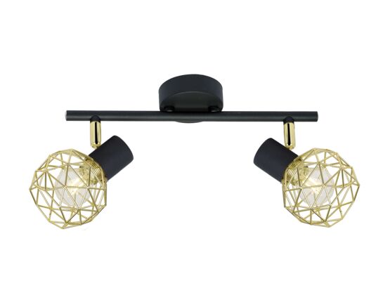 Listwa ACROBAT 2x40W E14 czarny klosz złoty CANDELLUX