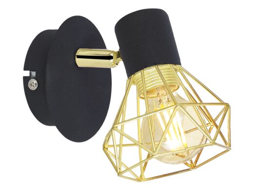 Kinkiet VERVE 1x40W E14 czarny abażur złoty CANDELLUX