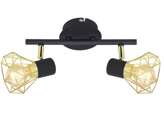 Listwa VERVE 2x40W E14 czarny abażur złoty CANDELLUX