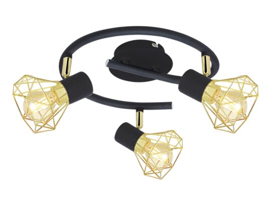Spirala VERVE 3x40W E14 czarny abażur złoty CANDELLUX
