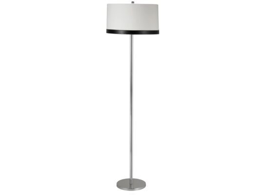Lampa podłogowa TIDA 1x60W E27 chrom/abażur płótno/skóra CANDELLUX