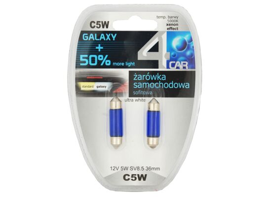 Zestaw żarówek samochodowych C5W 12V 5W rurka 35 BLUE GALAXY 4CAR