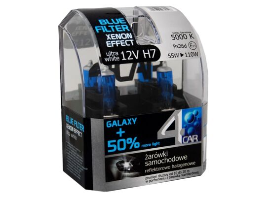 Zestaw żarówek samochodowych H7 12V BLUE GALAXY +50% 4CAR