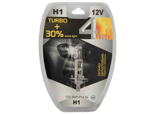 Żarówka samochodowa H1 12V TURBO +30% 4CAR