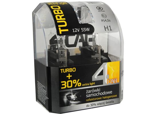 Zestaw żarówek samochodowych H1 12V TURBO +30% 4CAR