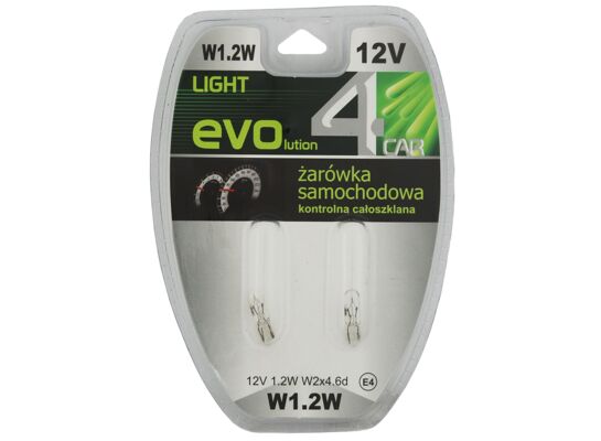 Zestaw żarówek samochodowych W1,2W  12V 1,2W całoszklane 4CAR