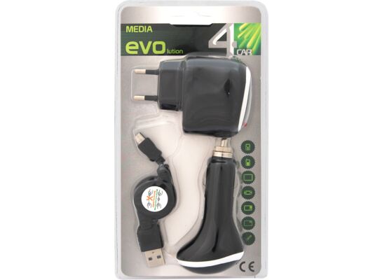 Zestaw ładowarek 12/24/220V Micro USB 4CAR