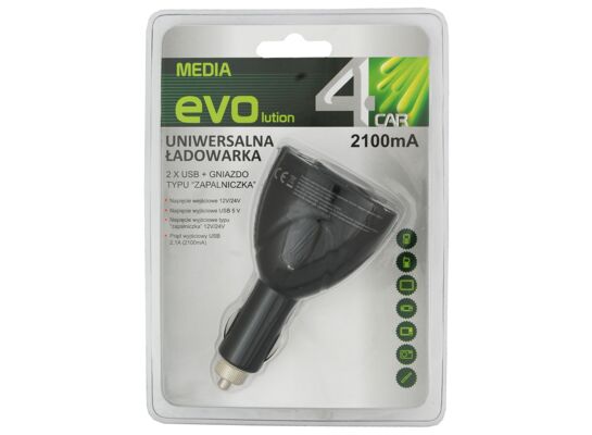 Ładowarka samochodowa 2xUSB 2A + gniazdo zapalniczki 4CAR