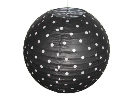 Abażur papierowy-kokon 35 cm czarny kropki CANDELLUX