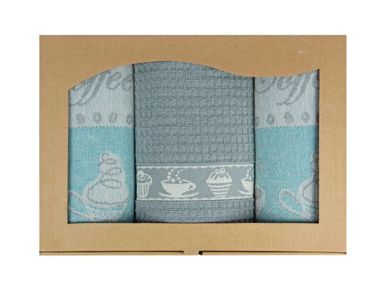 Zestaw kuchenny Coffee Time 2x ściereczka kuchenna 70 x 50 1x ręcznik kuchenny Morski Bawełna 50 x 50 TEXPOL