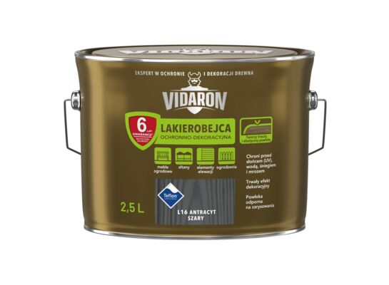 Lakierobejca Ochronno-Dekoracyjna Antracyt Szary L16 2,5 l VIDARON