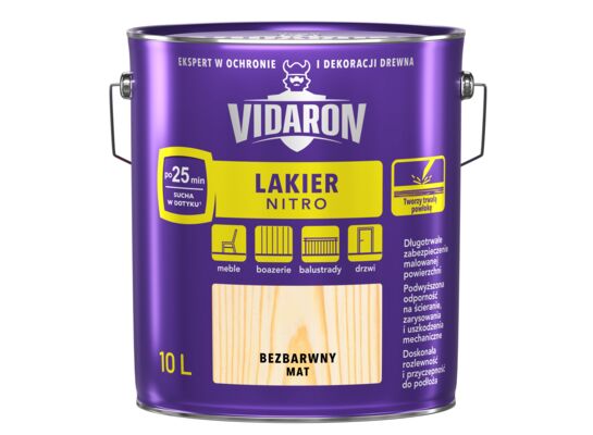 Lakier Nitro bezbarwny matowy 10l VIDARON