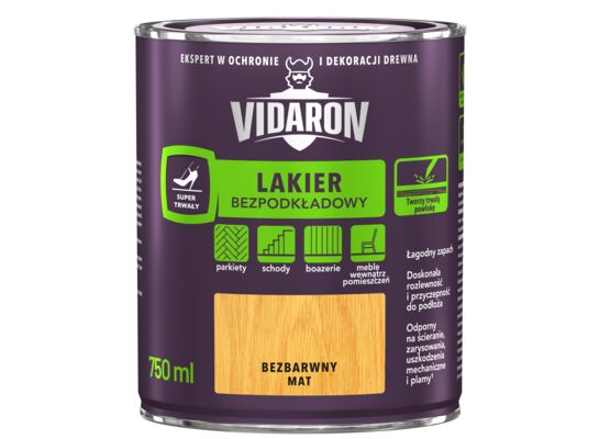 Lakier Bezpodkładowy mat bezbarwny 0,75 l VIDARON