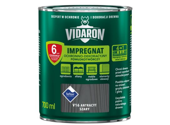 Impregnat Powłokotwórczy Ochronno-Dekoracyjny Antracyt Szary V16 0,7 l VIDARON