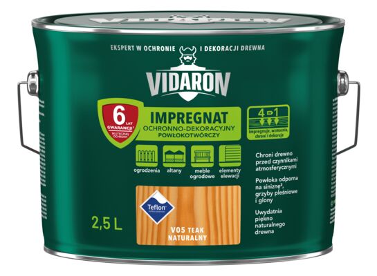 Impregnat Powłokotwórczy Ochronno-Dekoracyjny Teak Naturalny V05 2,5 l VIDARON