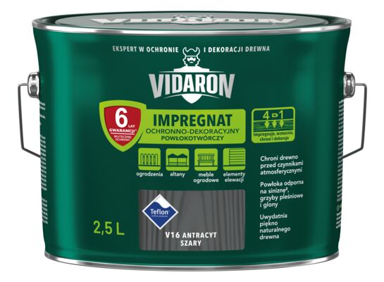 Impregnat Powłokotwórczy Ochronno-Dekoracyjny Antracyt Szary V16 2,5 l VIDARON