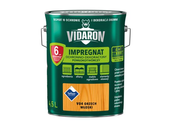 Impregnat Powłokotwórczy Ochronno-Dekoracyjny Orzech Włoski V04 4,5 l VIDARON