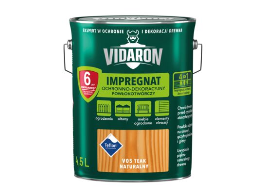 Impregnat Powłokotwórczy Ochronno-Dekoracyjny Teak Naturalny V05 4,5 l VIDARON