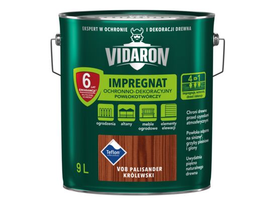 Impregnat Powłokotwórczy Ochronno-Dekoracyjny Palisander Królewski V08 9 l VIDARON