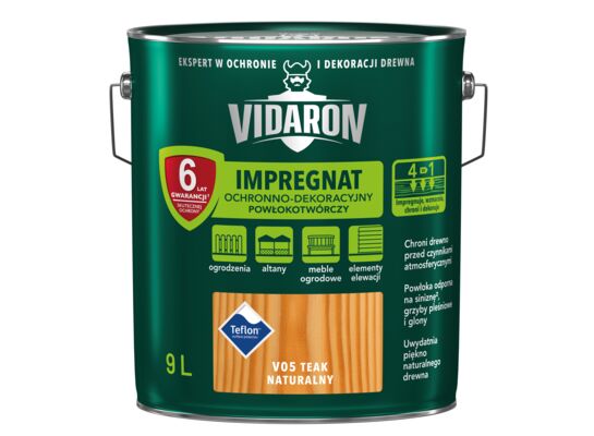 Impregnat Powłokotwórczy Ochronno-Dekoracyjny Teak Naturalny V05 9 l VIDARON