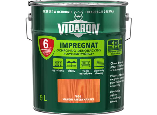 Impregnat Powłokotwórczy Ochronno-Dekoracyjny Mahoń Amerykański V06 9 l VIDARON