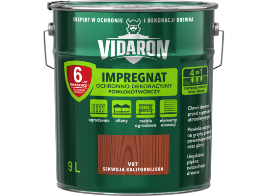 Impregnat Powłokotwórczy Ochronno-Dekoracyjny Sekwoja Kalifornijska V07 9 l VIDARON