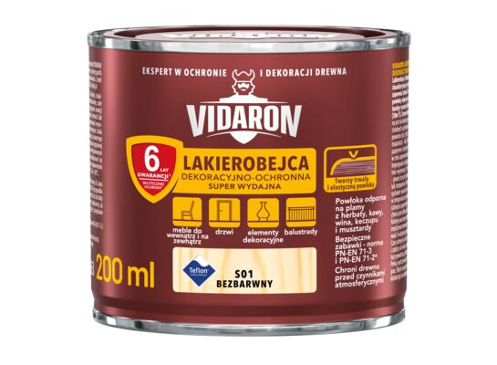 Lakierobejca Dekoracyjno-Ochronna Super Wydajna S01 bezbarwny 0,2 l VIDARON