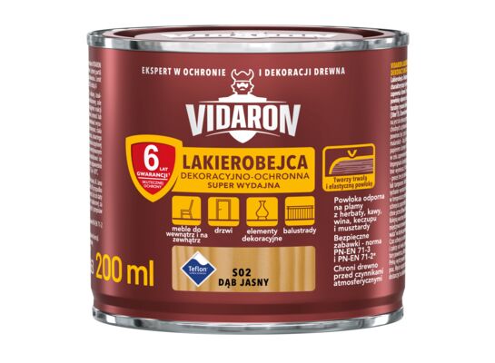 Lakierobejca Dekoracyjno-Ochronna Super Wydajna S02 Dąb Jasny 0,2 l VIDARON